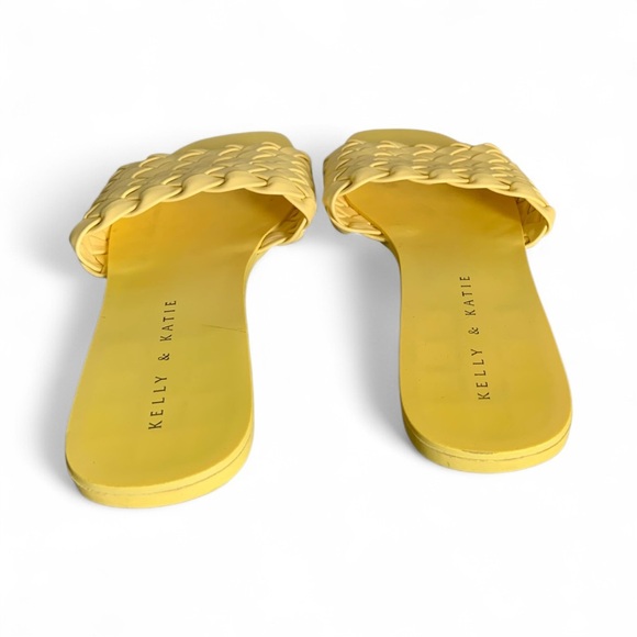 Kelly & Katie Yellow Woven Slide Sandals size 7 - Picture 5 of 8